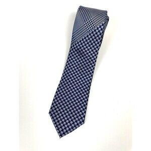 Sean John Blue & Silver Houndstooth / Plaid Necktie 100% Silk Tie  62" x 3.25"